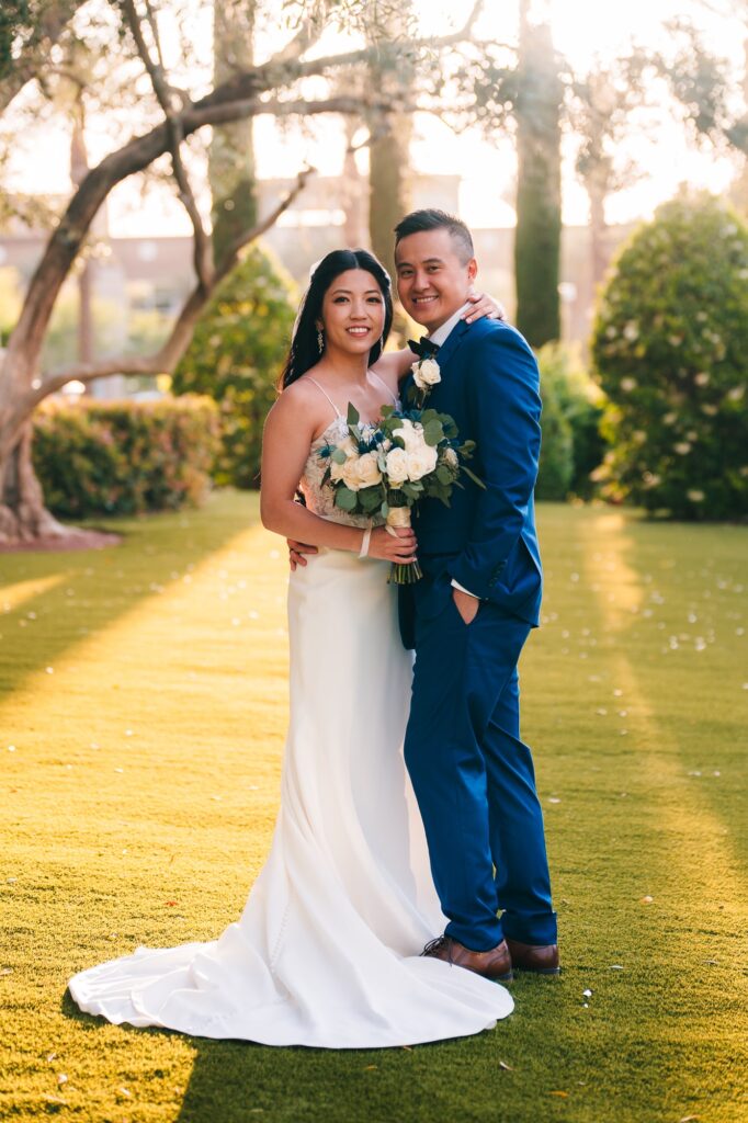 Couple sharing an intimate moment during their wedding at Green Valley Ranch Resort in Las Vegas.