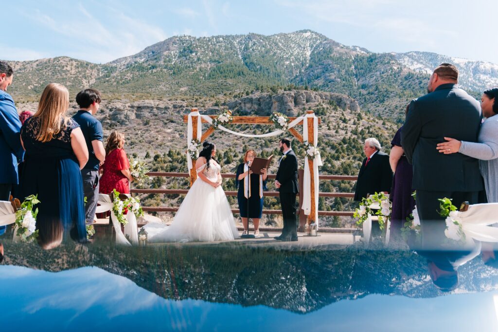 Couple's portraits during their wedding at the Retreat on Charleston Peak.